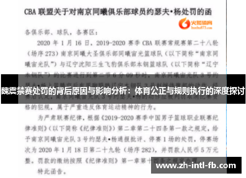魏震禁赛处罚的背后原因与影响分析：体育公正与规则执行的深度探讨